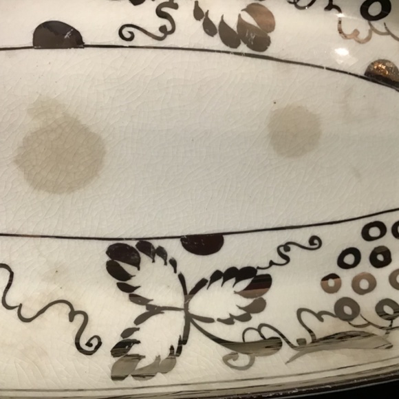 Vintage 2 piece Grays Pottery Porcelain Paint Silver & White Creamer & Server - Picture 9 of 13